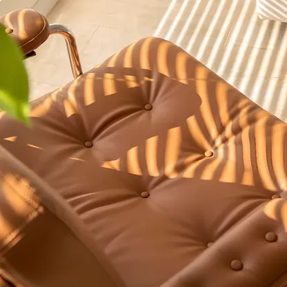 Modern Leather Swivel High Back Accent Chair Image - 10