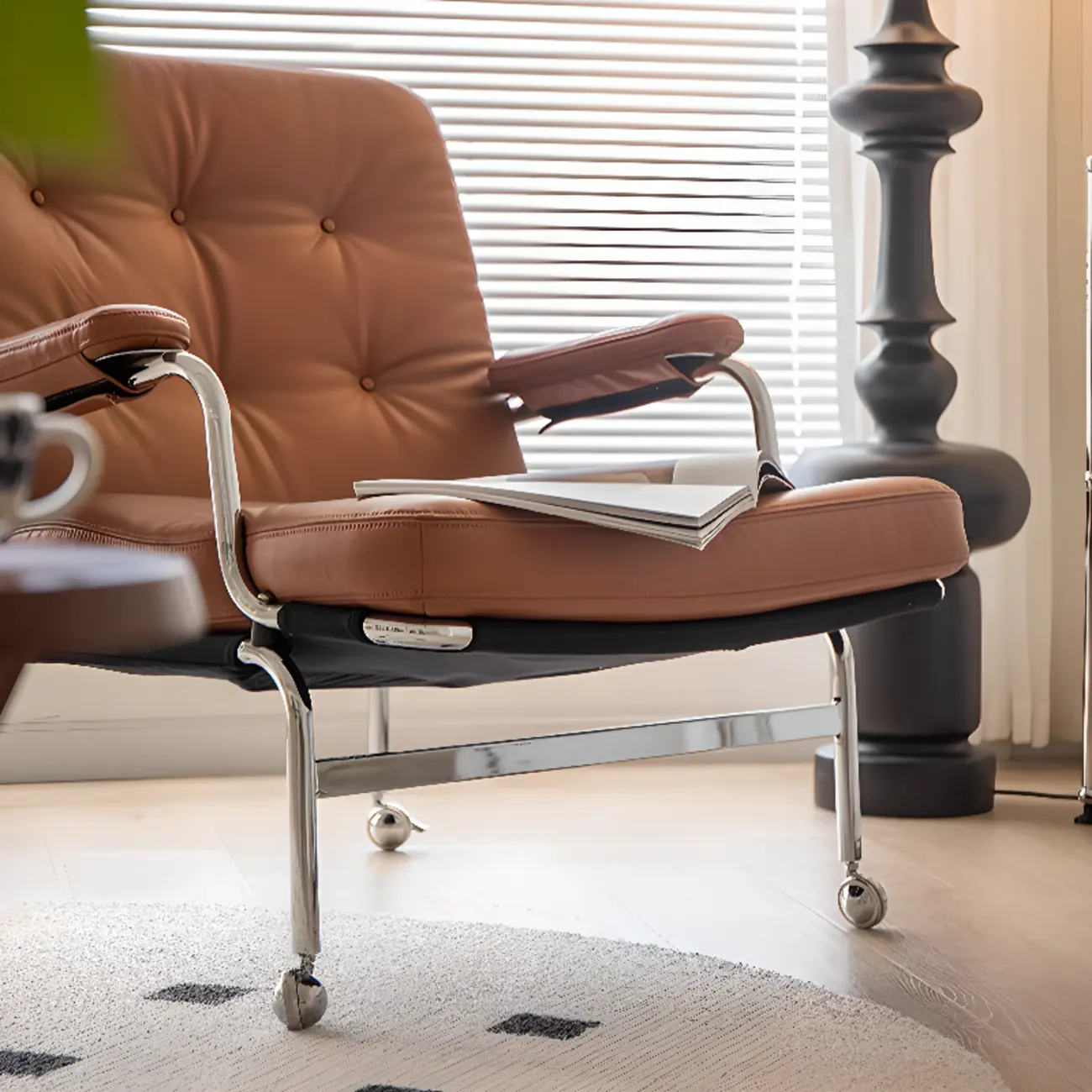 Modern Leather Swivel High Back Accent Chair Image - 11 | homeyfad