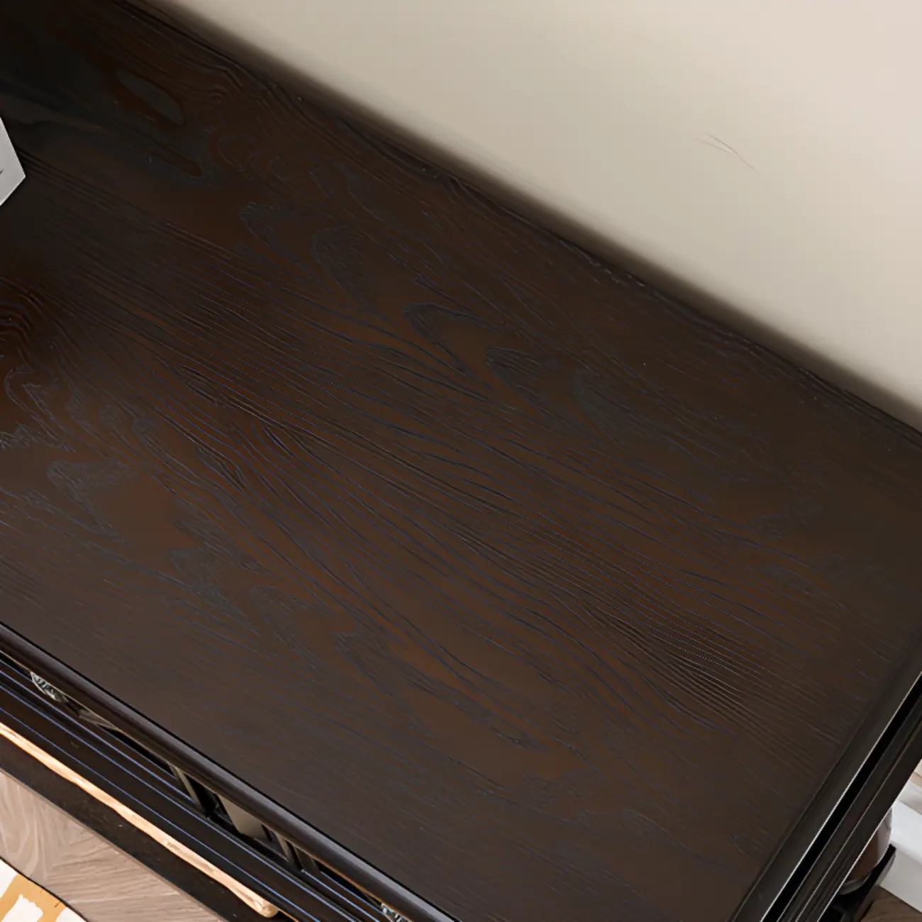 Classic Rectangular Wood Black Console Table with Storage Image - 11 | homeyfad