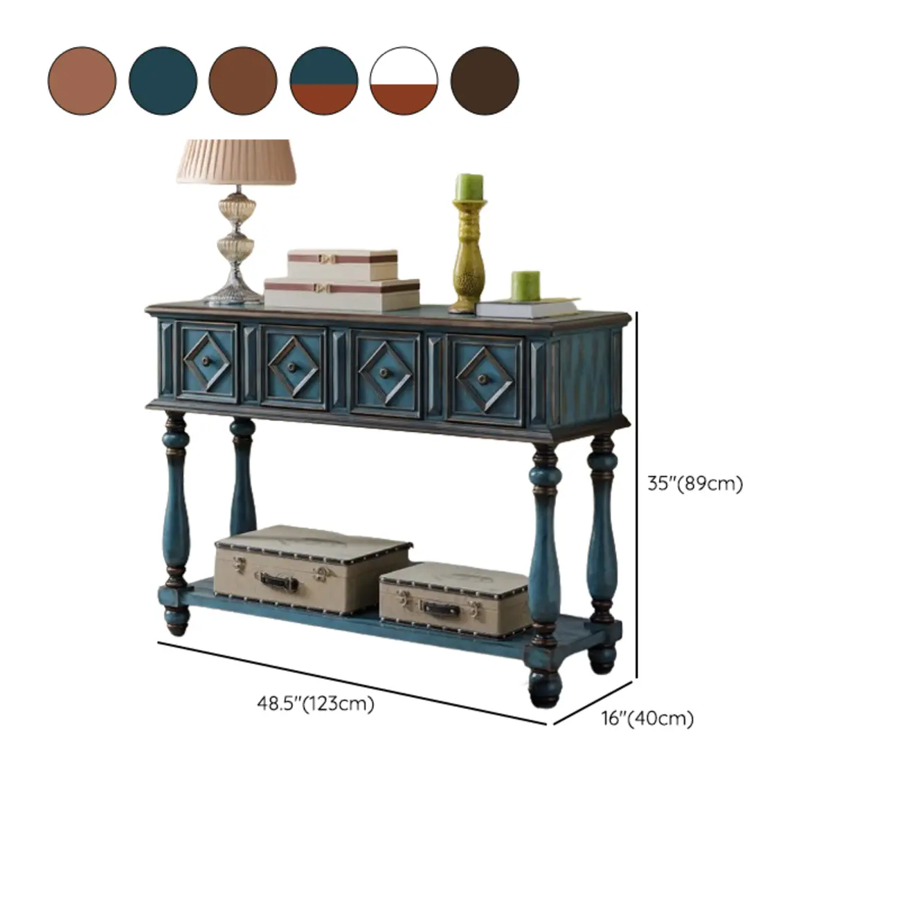 Classic Rectangular Wood Black Console Table with Storage Image - 29 | homeyfad