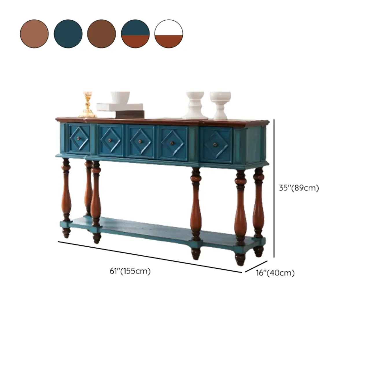 Classic Rectangular Wood Black Console Table with Storage Image - 30 | homeyfad