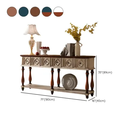 Classic Rectangular Wood Black Console Table with Storage Image - 31