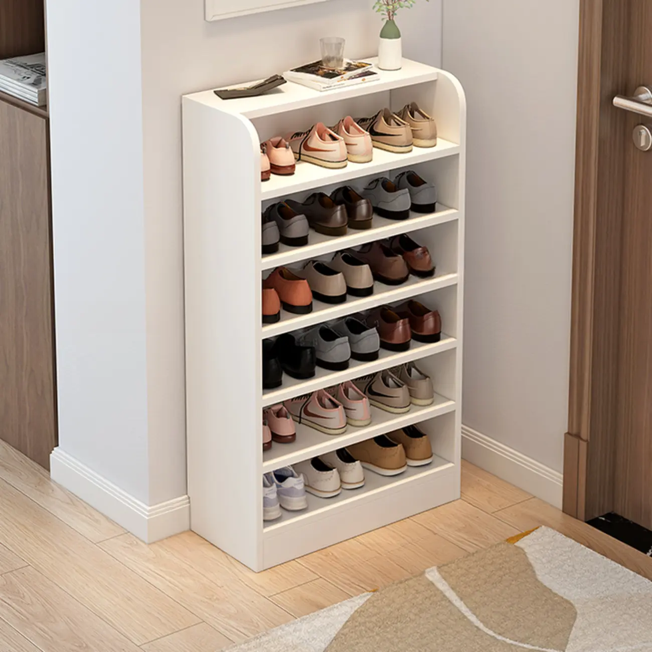 Functional Adjustable Multi-Layer Wooden Shoe Rack Organizer Image - 1 | homeyfad