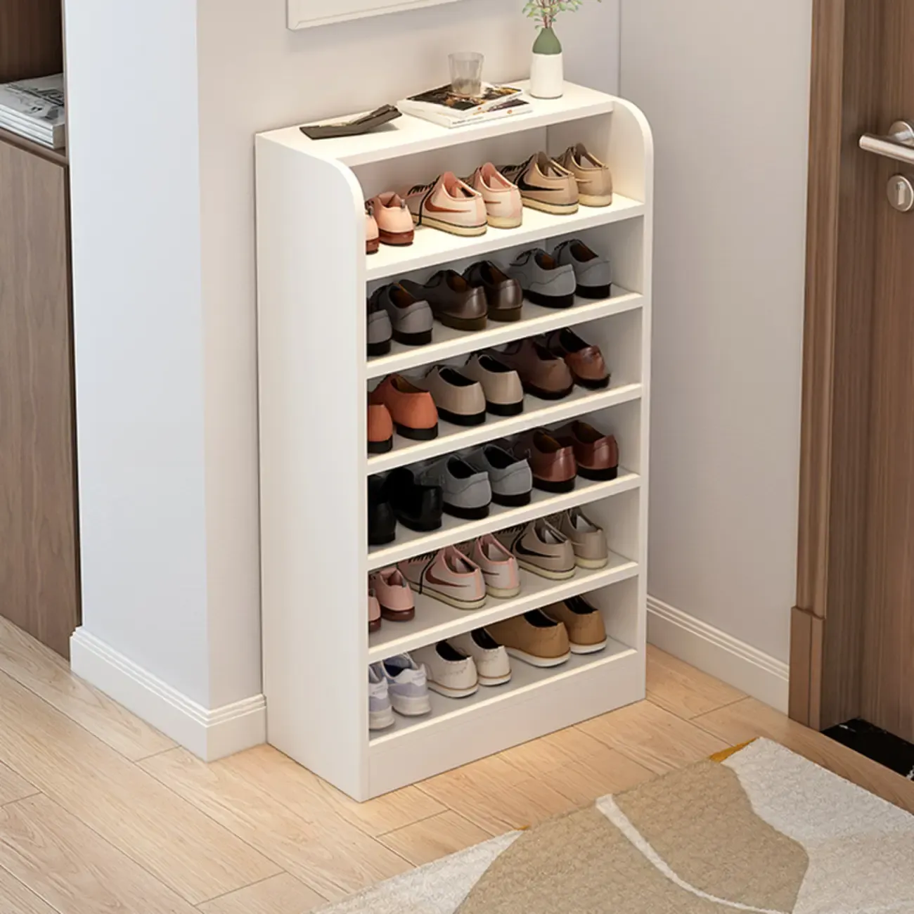 Functional Adjustable Multi-Layer Wooden Shoe Rack Organizer Image - 1