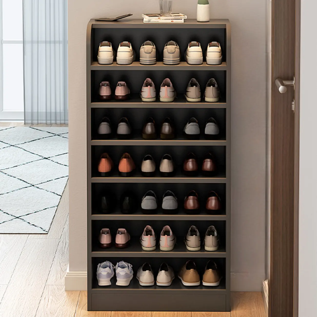 Functional Adjustable Multi-Layer Wooden Shoe Rack Organizer Image - 3 | homeyfad