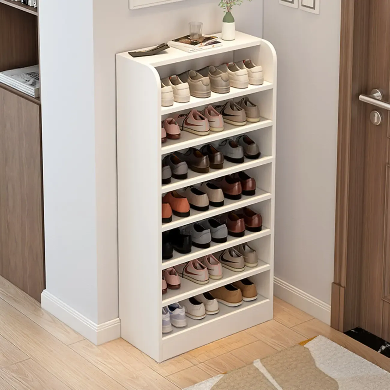 Functional Adjustable Multi-Layer Wooden Shoe Rack Organizer Image - 7