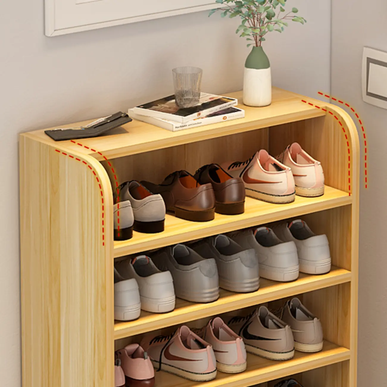 Functional Adjustable Multi-Layer Wooden Shoe Rack Organizer Image - 15 | homeyfad