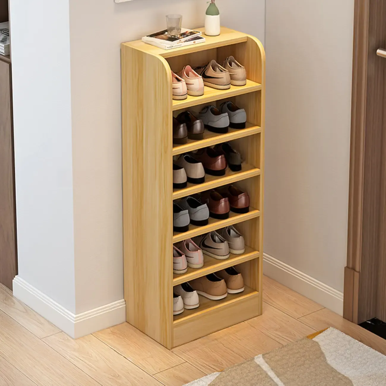 Functional Adjustable Multi-Layer Wooden Shoe Rack Organizer Image - 20