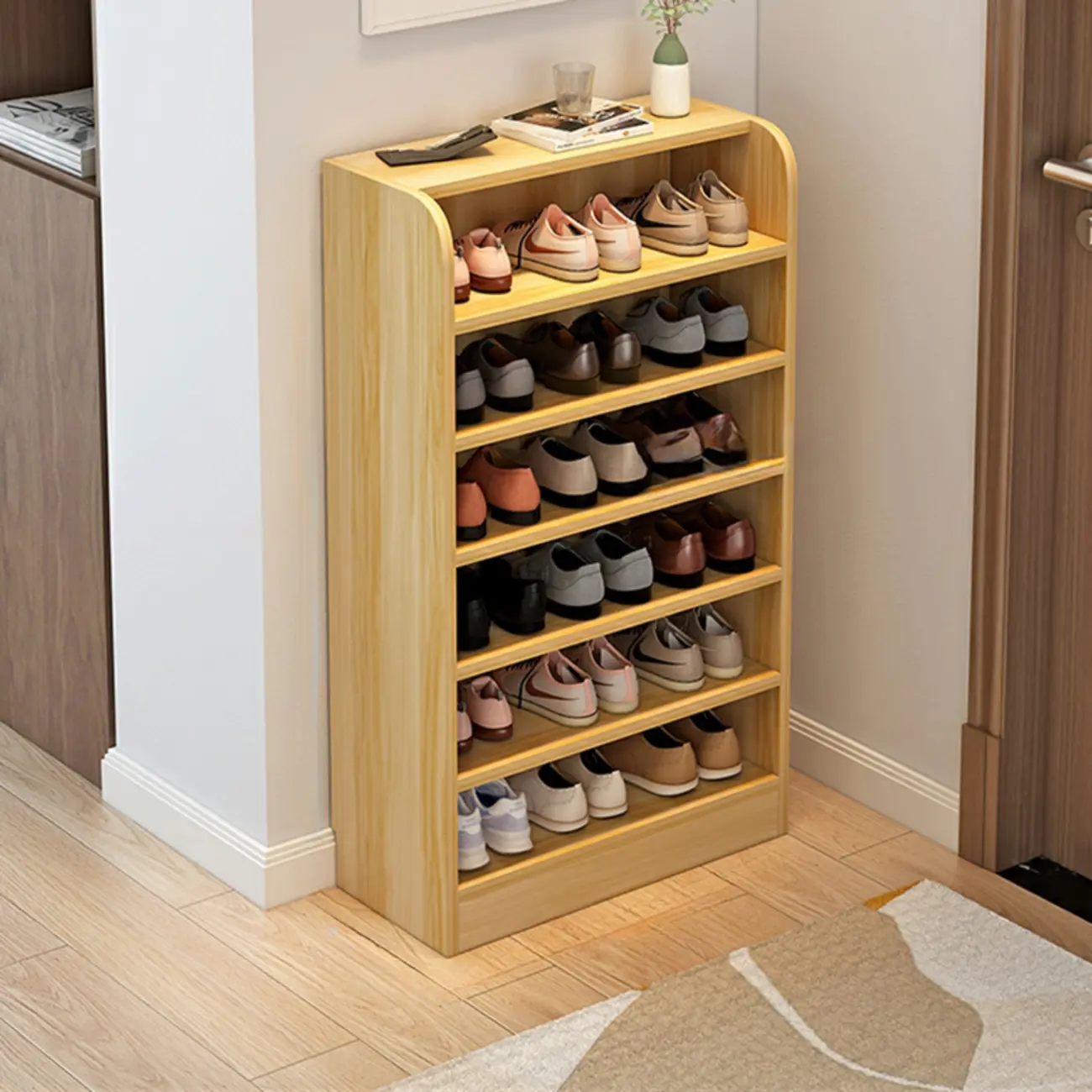 Functional Adjustable Multi-Layer Wooden Shoe Rack Organizer Image - 21 | homeyfad