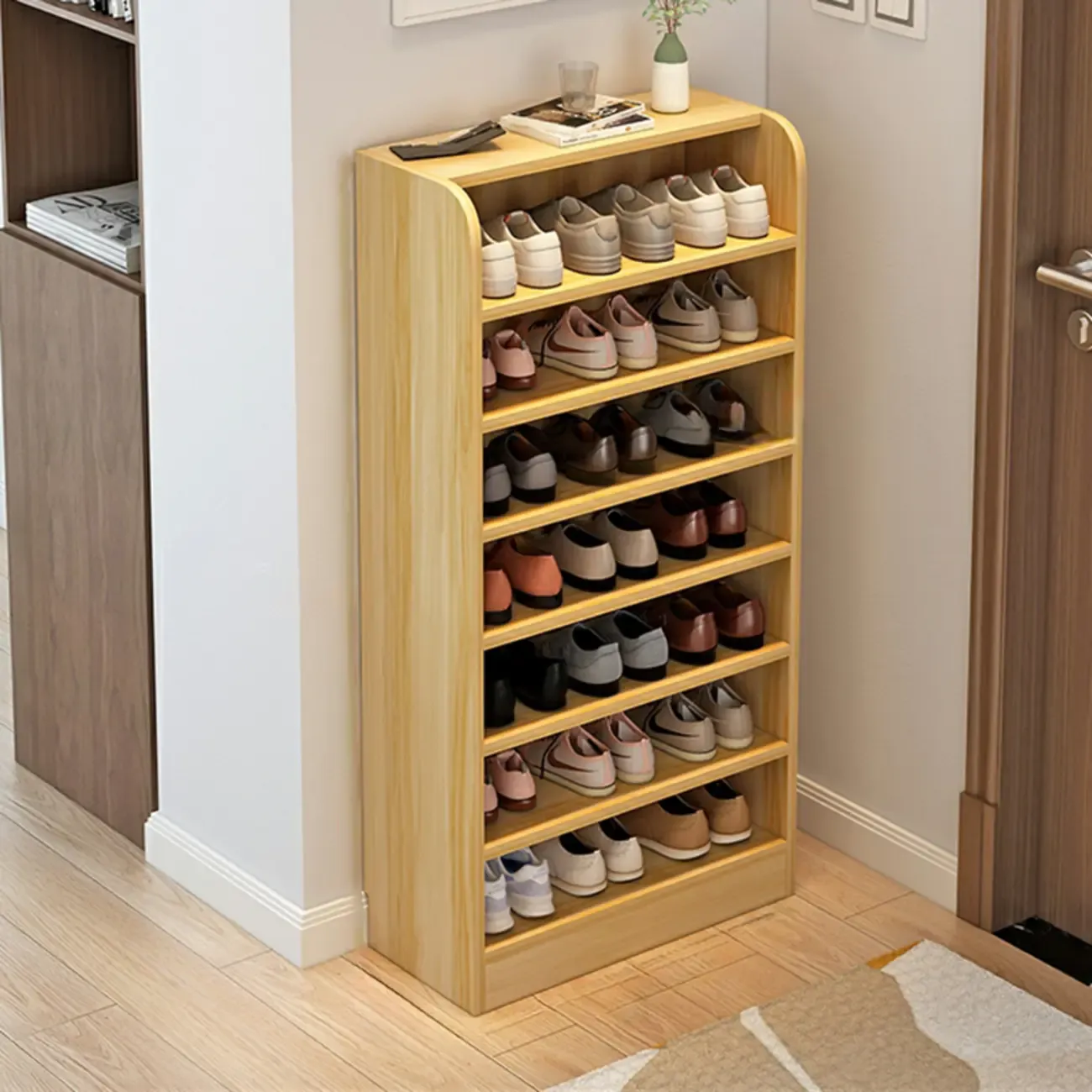 Functional Adjustable Multi-Layer Wooden Shoe Rack Organizer Image - 24