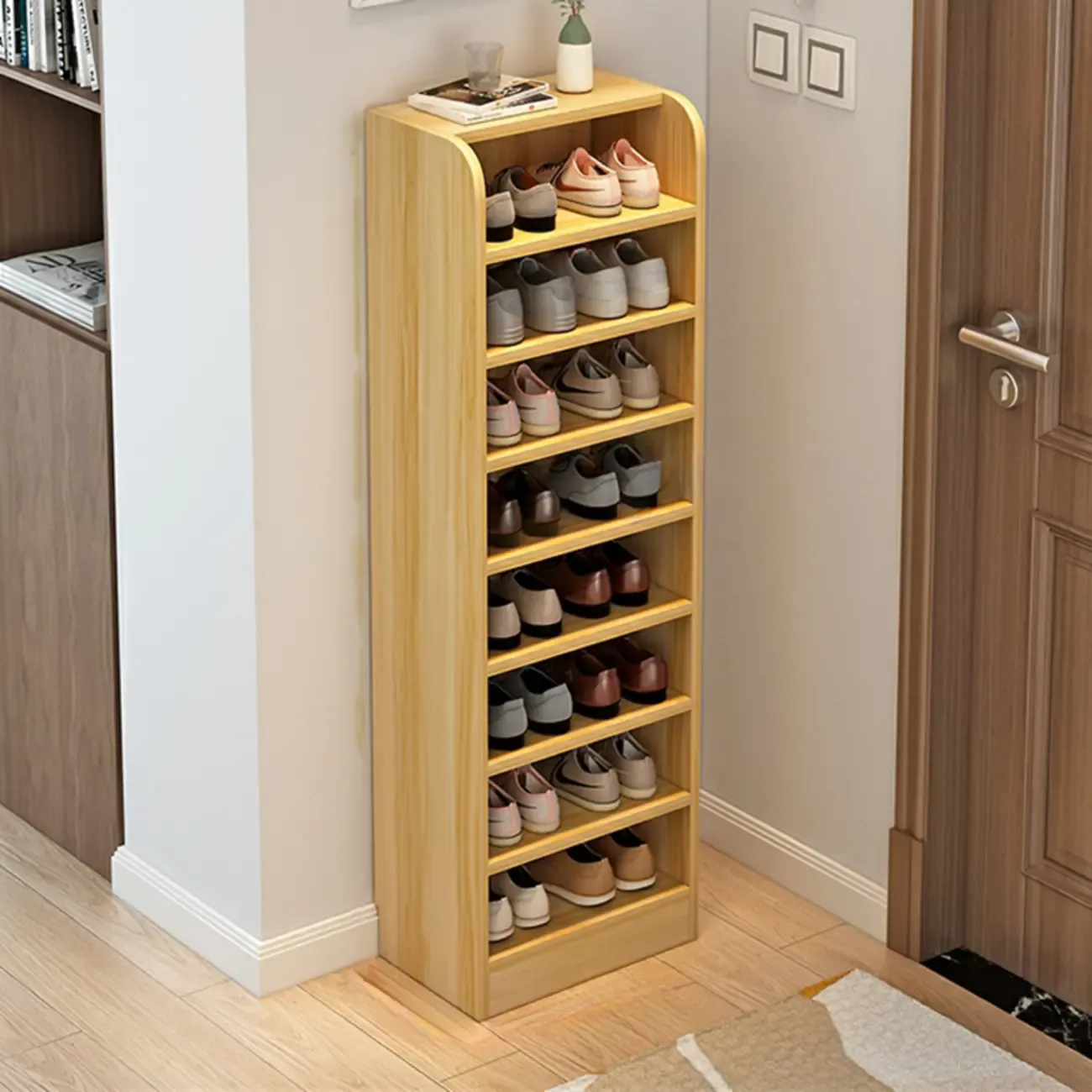 Functional Adjustable Multi-Layer Wooden Shoe Rack Organizer Image - 26