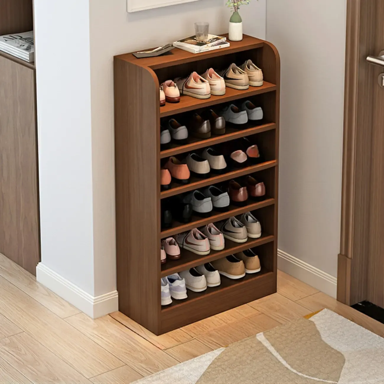 Functional Adjustable Multi-Layer Wooden Shoe Rack Organizer Image - 29