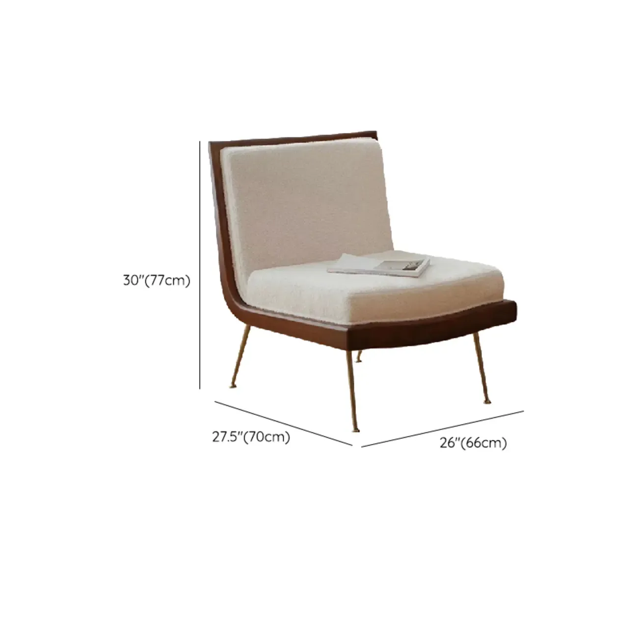 Glam Upholstered Accent Chair with White Sherpa for Living Room #size