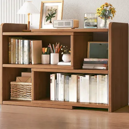 Modern Wood Adjustable Horizontal Bookcase Cube Organizer Image - 9