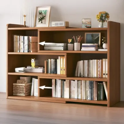 Modern Wood Adjustable Horizontal Bookcase Cube Organizer Image - 8