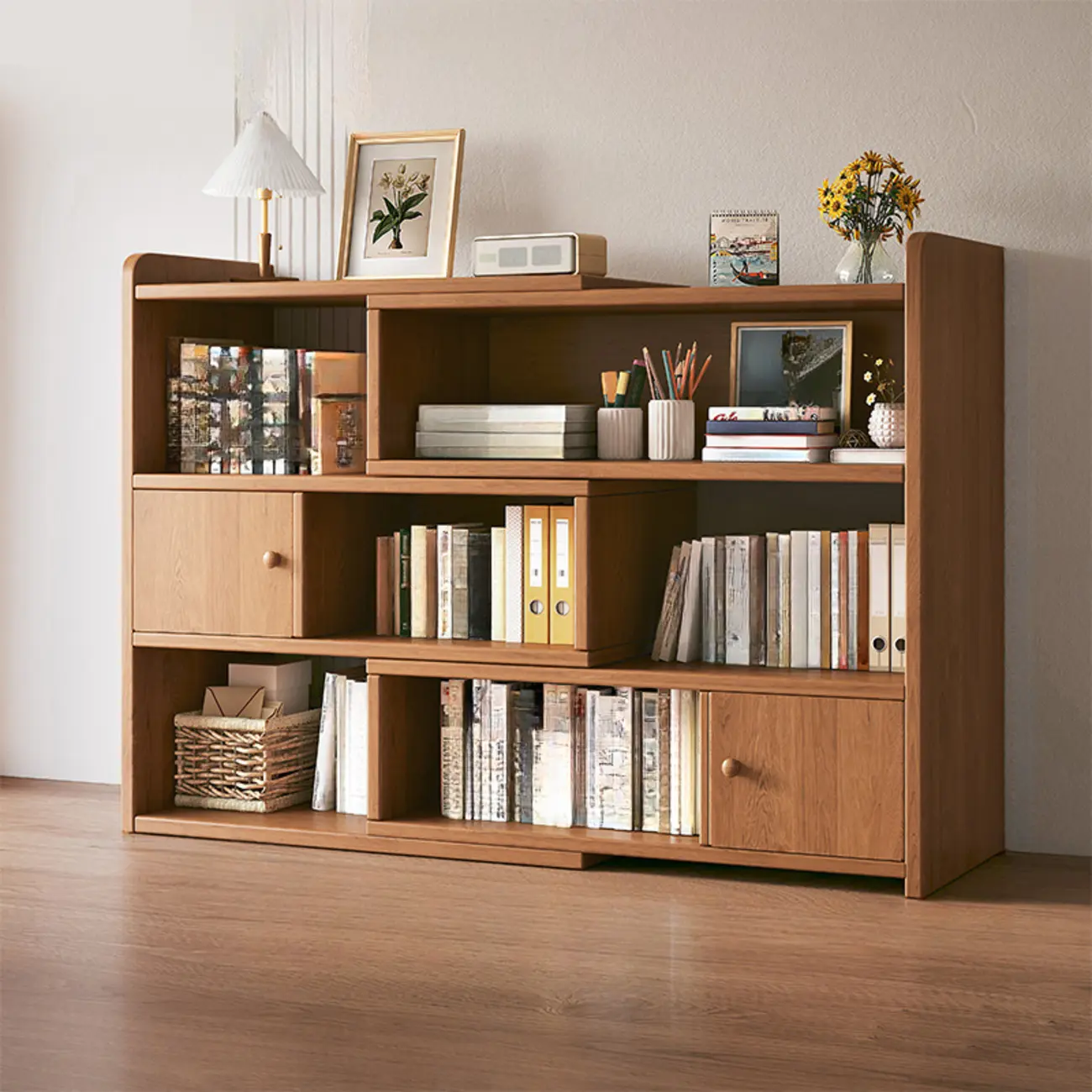 Modern Wood Adjustable Horizontal Bookcase Cube Organizer Image - 2 | homeyfad