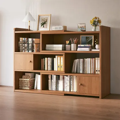 Modern Wood Adjustable Horizontal Bookcase Cube Organizer Image - 2