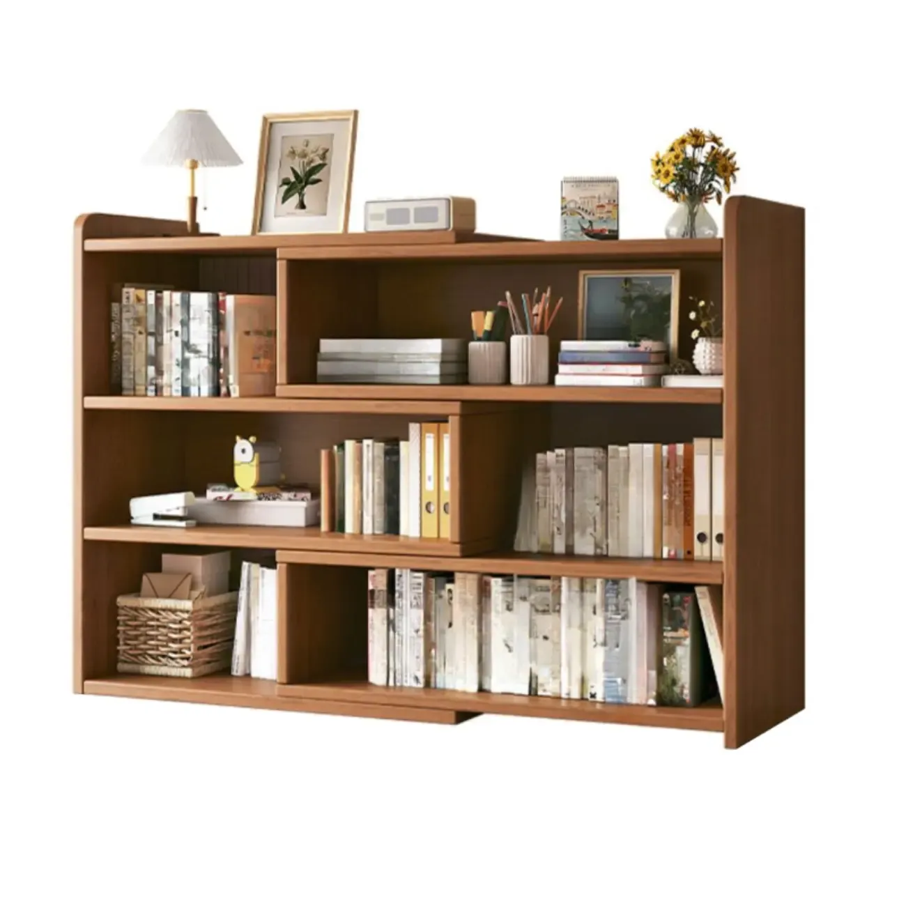 Modern Wood Adjustable Horizontal Bookcase Cube Organizer Image - 20