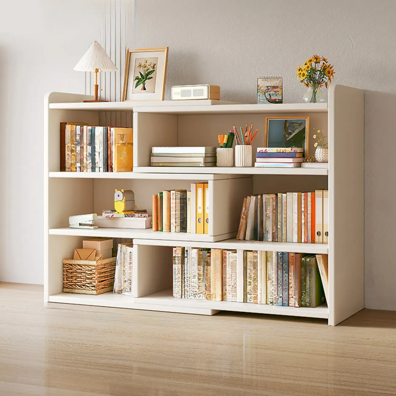 Modern Wood Adjustable Horizontal Bookcase Cube Organizer Image - 22