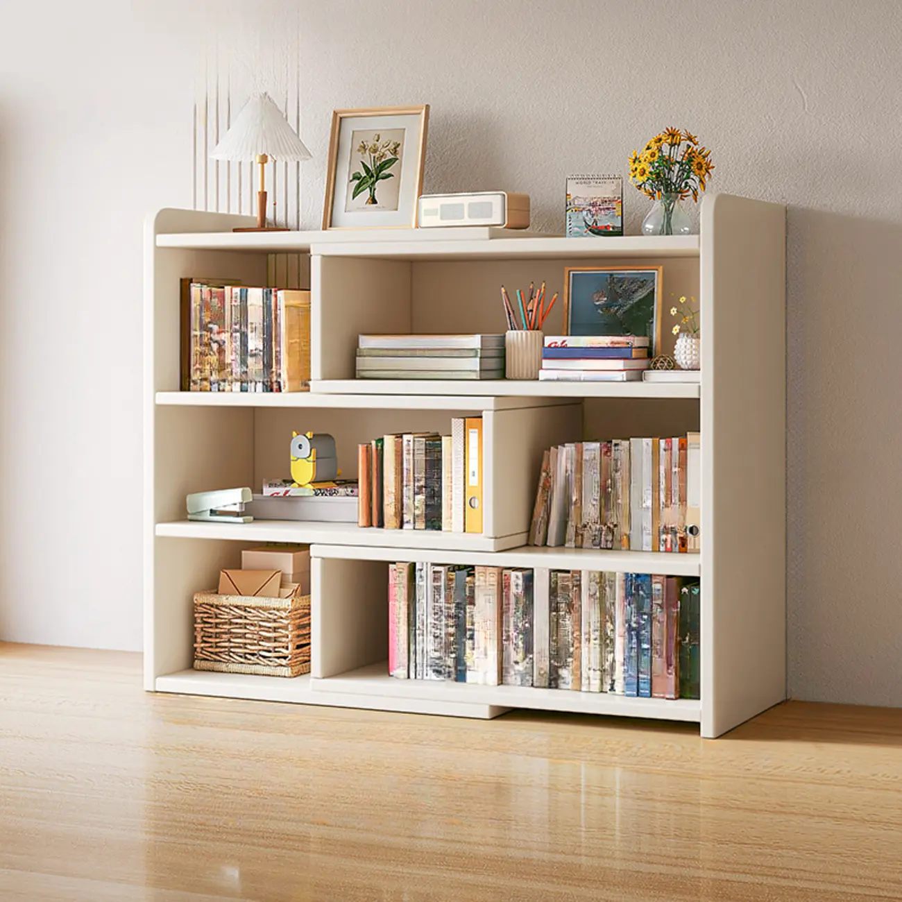 Modern Wood Adjustable Horizontal Bookcase Cube Organizer Image - 25 | homeyfad