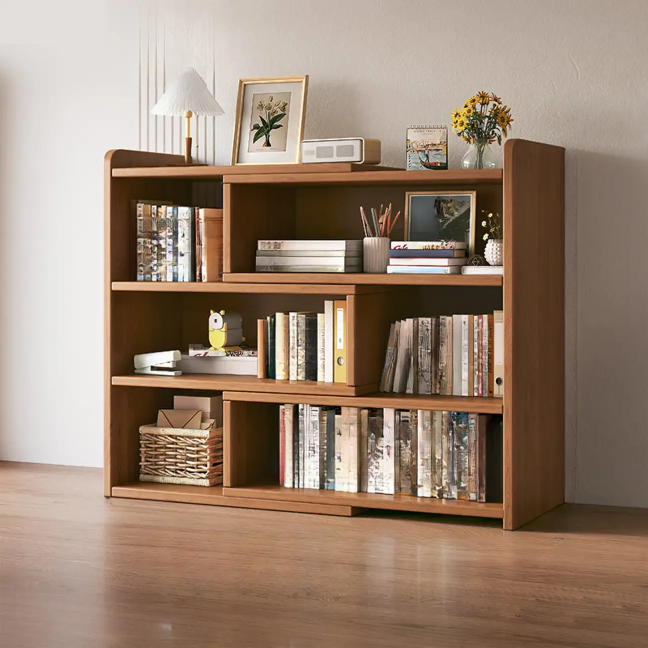 Modern Wood Adjustable Horizontal Bookcase Cube Organizer Image - 26