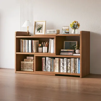 Modern Wood Adjustable Horizontal Bookcase Cube Organizer Image - 6