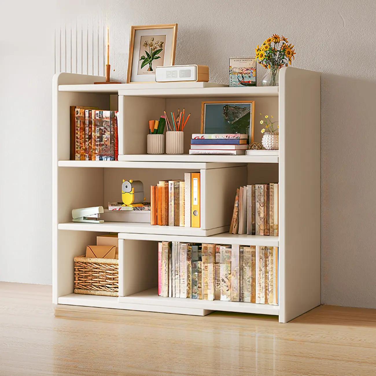 Modern Wood Adjustable Horizontal Bookcase Cube Organizer Image - 30 | homeyfad