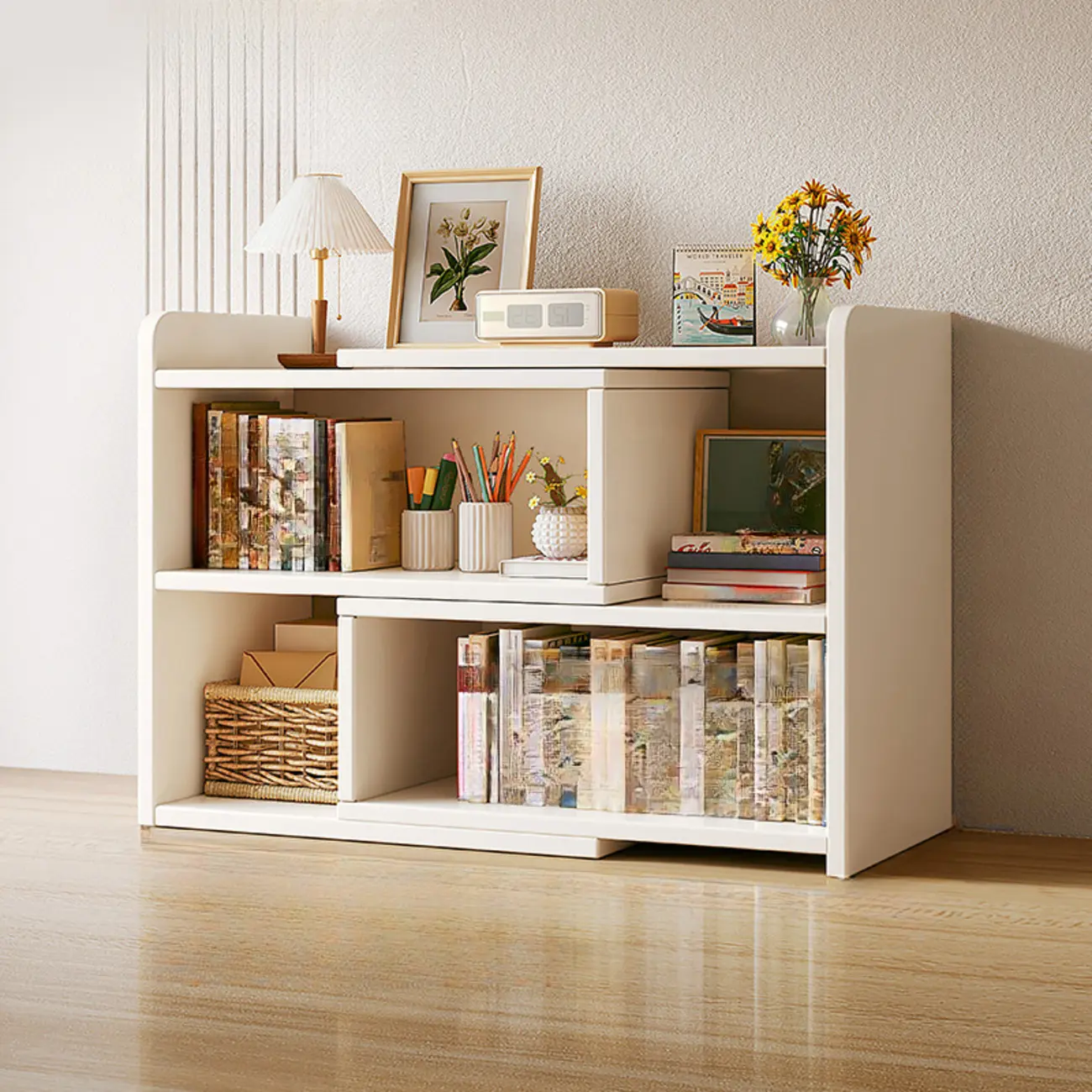 Modern Wood Adjustable Horizontal Bookcase Cube Organizer Image - 31 | homeyfad