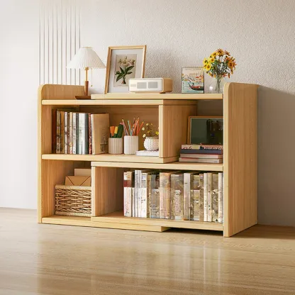 Modern Wood Adjustable Horizontal Bookcase Cube Organizer Image - 32