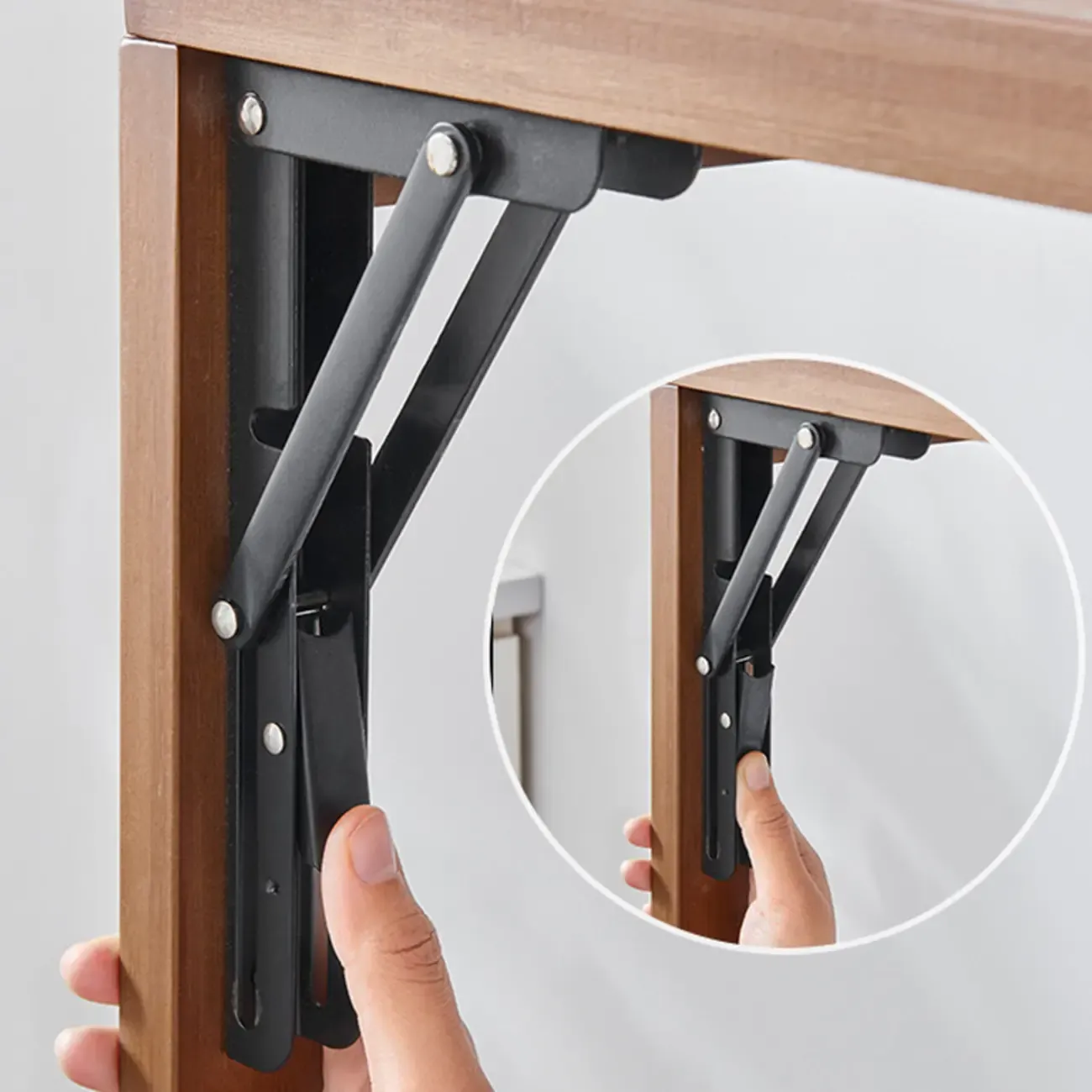 Manual Extension Brown Bamboo Storage Bar Tables Image - 7