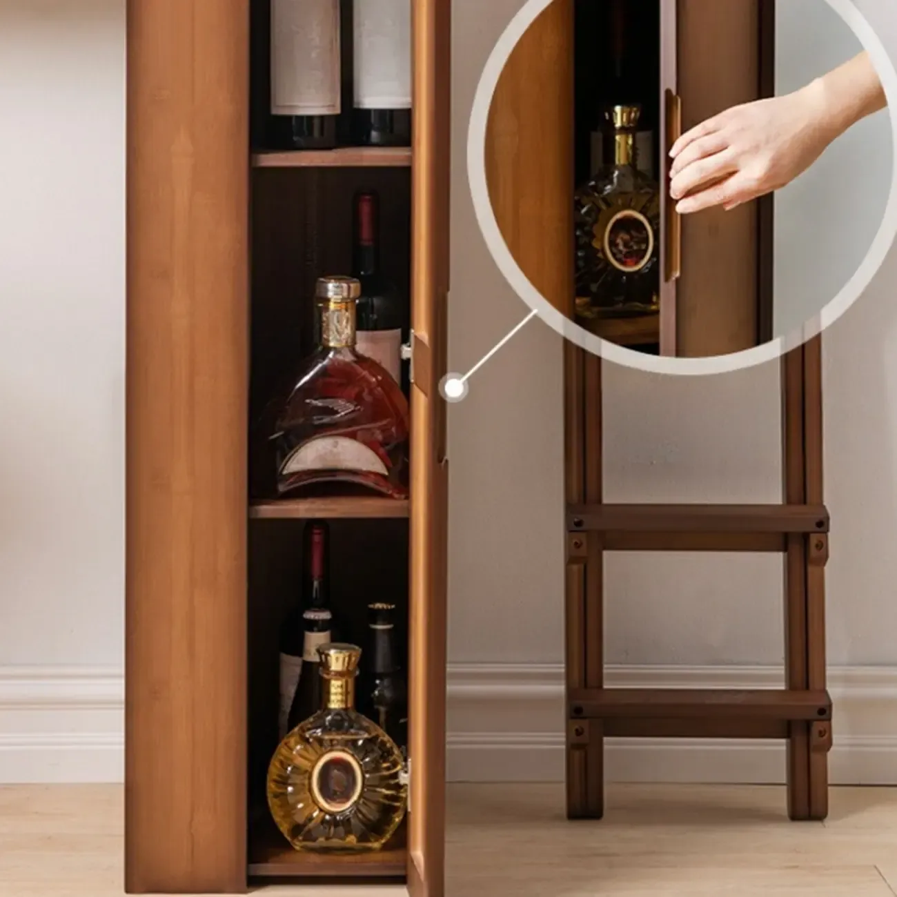 Manual Extension Brown Bamboo Storage Bar Tables Image - 10