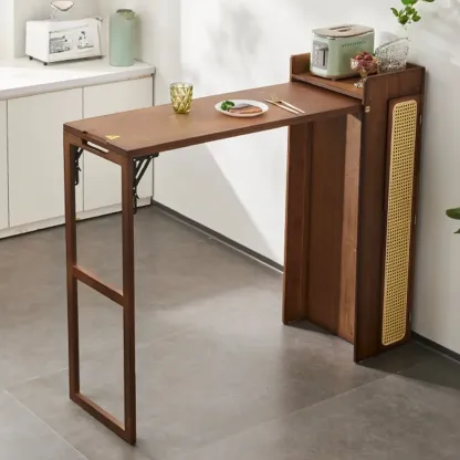 Manual Extension Brown Bamboo Storage Bar Tables Image - 11