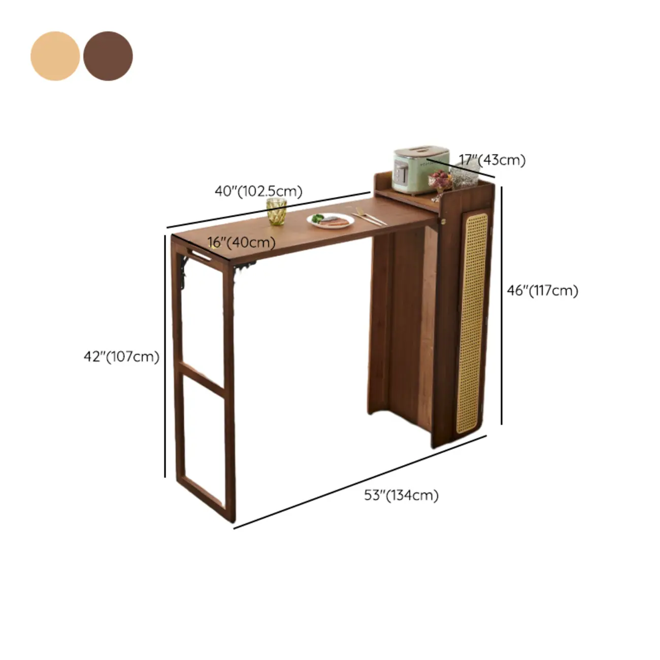 Manual Extension Brown Bamboo Storage Bar Tables Image - 14 | homeyfad