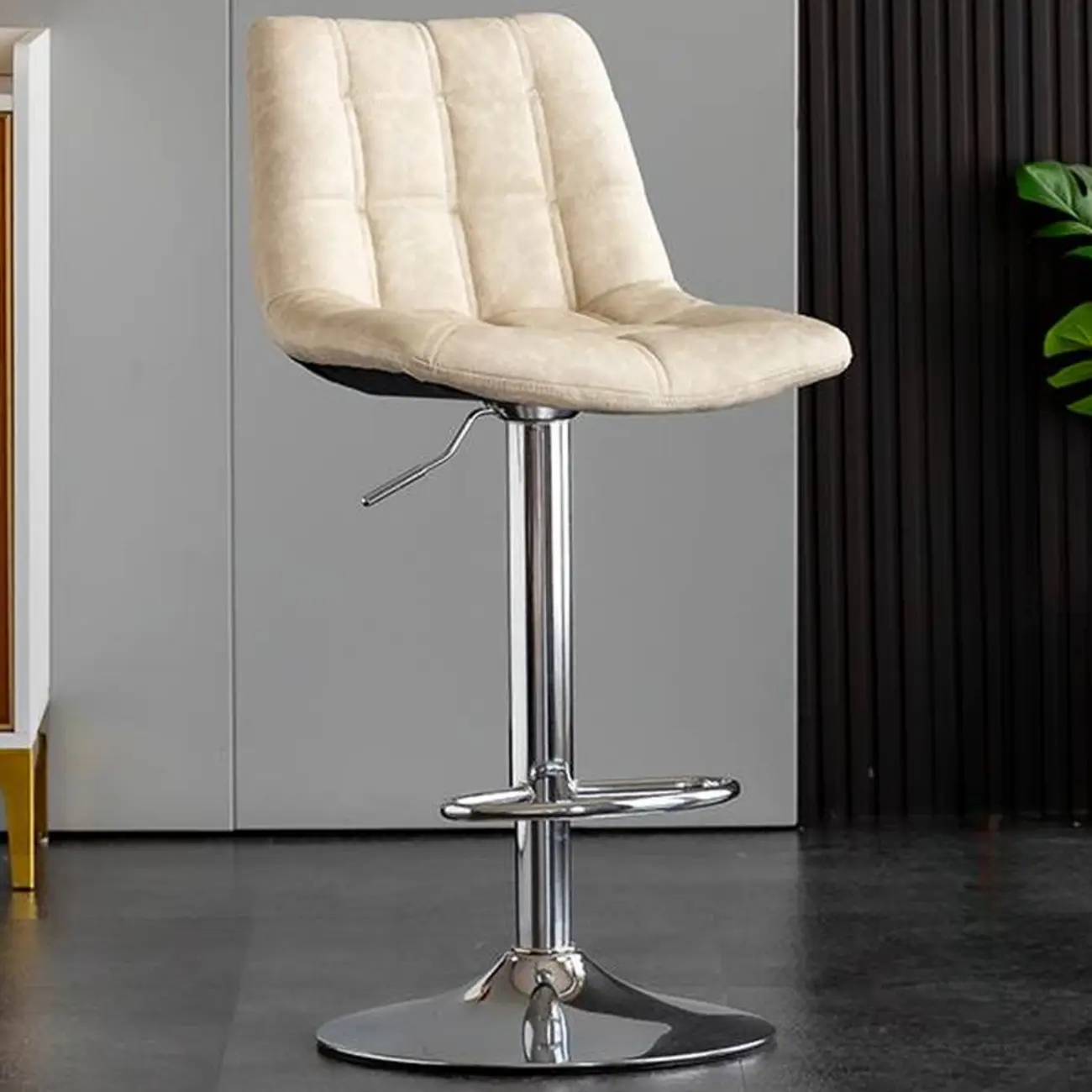 Glam Faux Leather Swivel Adjustable Bar Stools Image - 13 | homeyfad