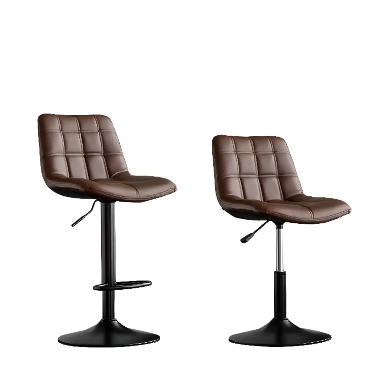 Glam Faux Leather Swivel Adjustable Bar Stools Image - 17