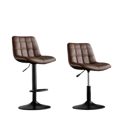 Glam Faux Leather Swivel Adjustable Bar Stools Image - 17