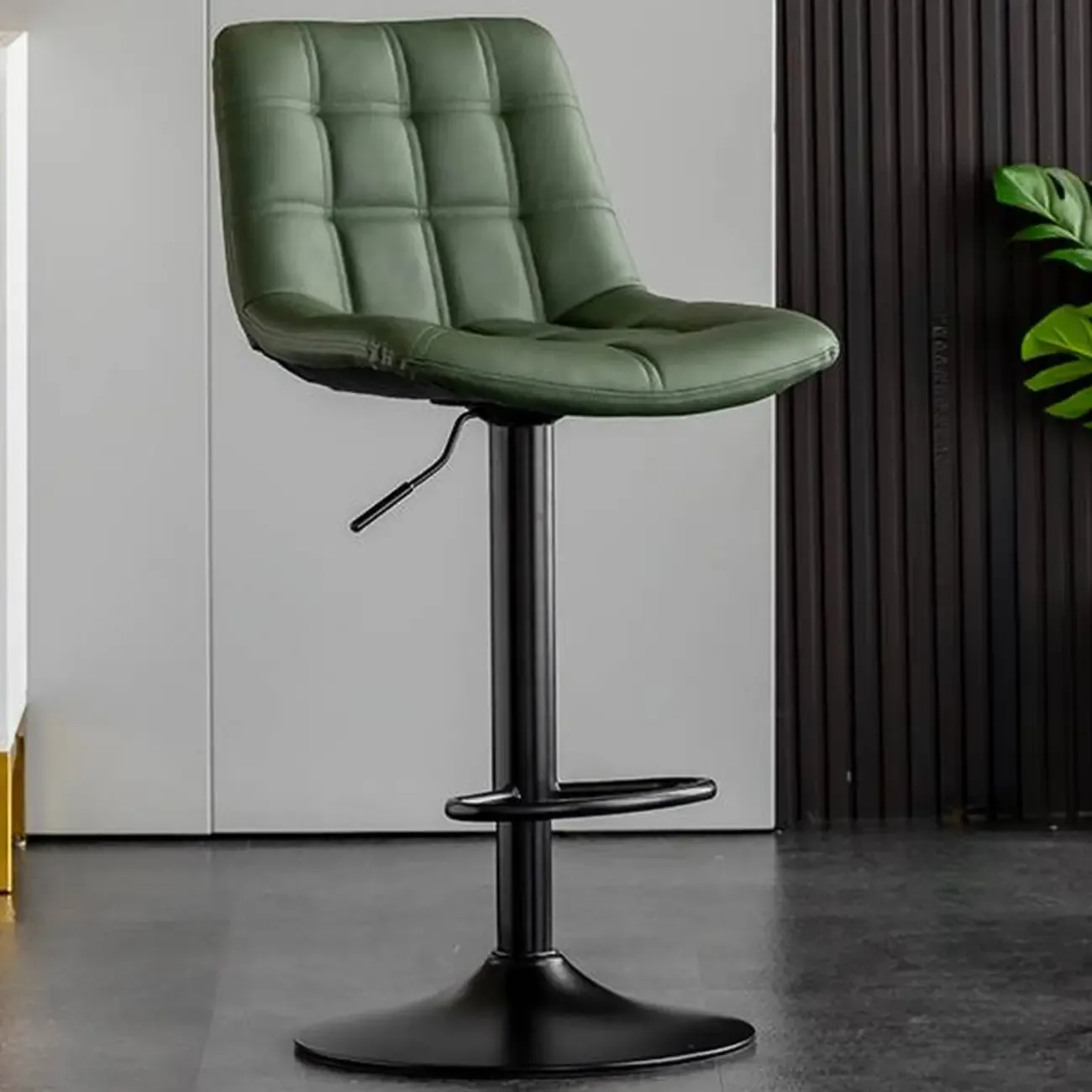 Glam Faux Leather Swivel Adjustable Bar Stools Image - 8