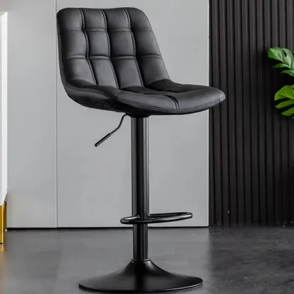 Glam Faux Leather Swivel Adjustable Bar Stools Image - 10