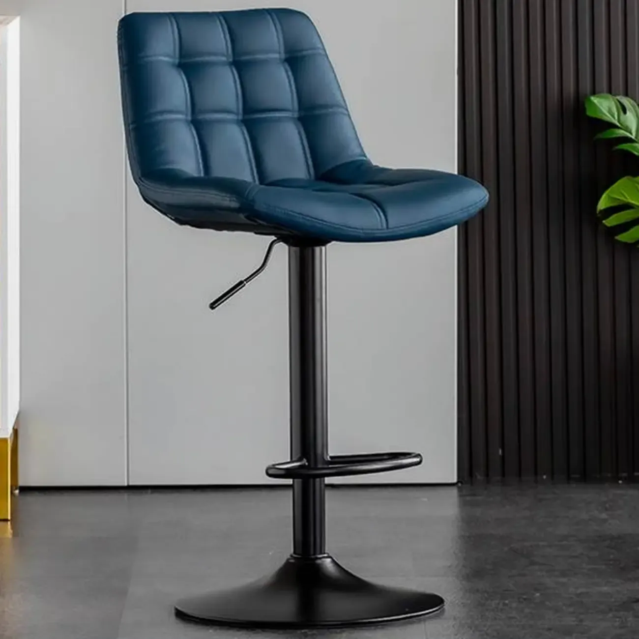Glam Faux Leather Swivel Adjustable Bar Stools Image - 7