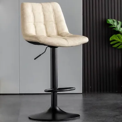 Glam Faux Leather Swivel Adjustable Bar Stools Image - 9