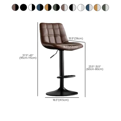 Glam Faux Leather Swivel Adjustable Bar Stools #size