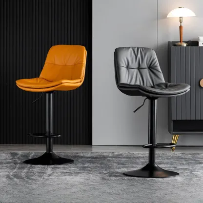 Soft Faux Leather Swivel Adjustable Bar Stools Image - 1