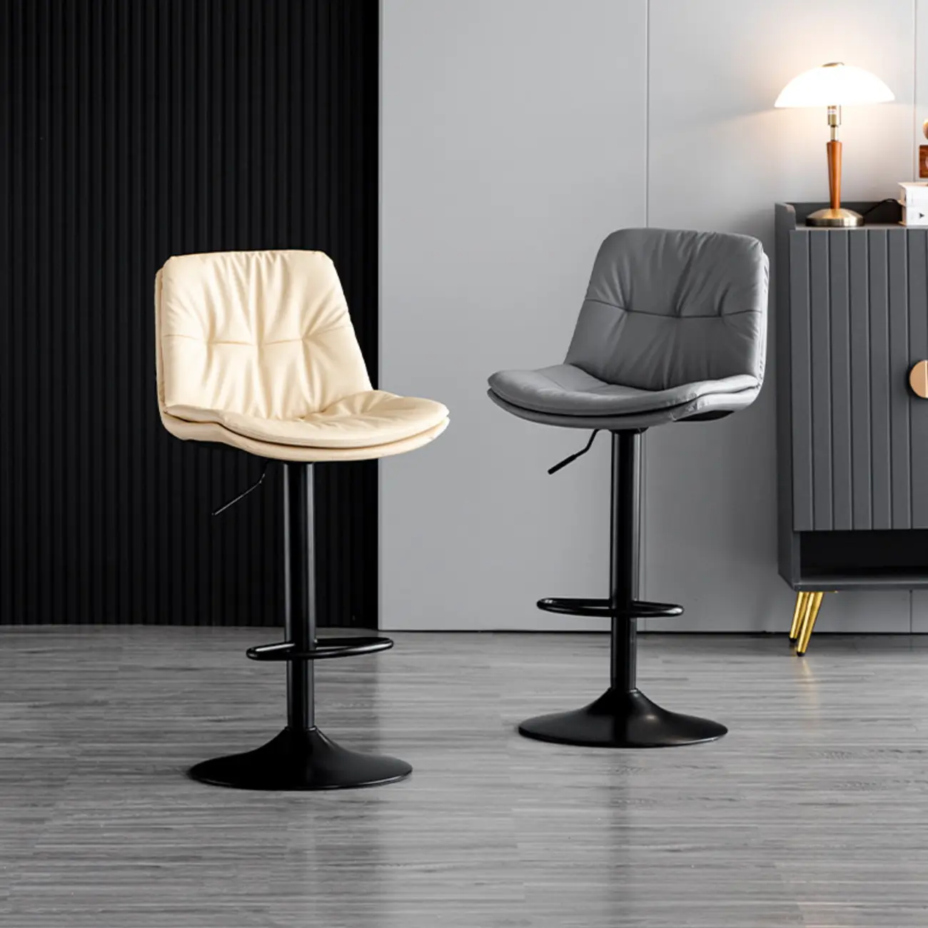 Soft Faux Leather Swivel Adjustable Bar Stools Image - 2 | homeyfad