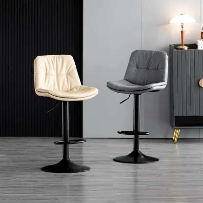 Soft Faux Leather Swivel Adjustable Bar Stools Image - 2