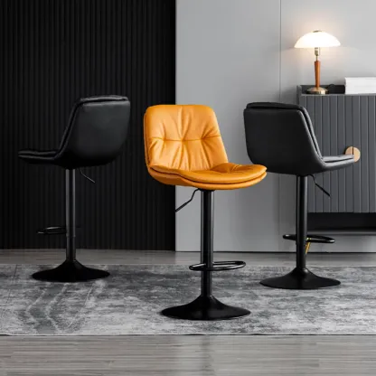 Soft Faux Leather Swivel Adjustable Bar Stools Image - 4
