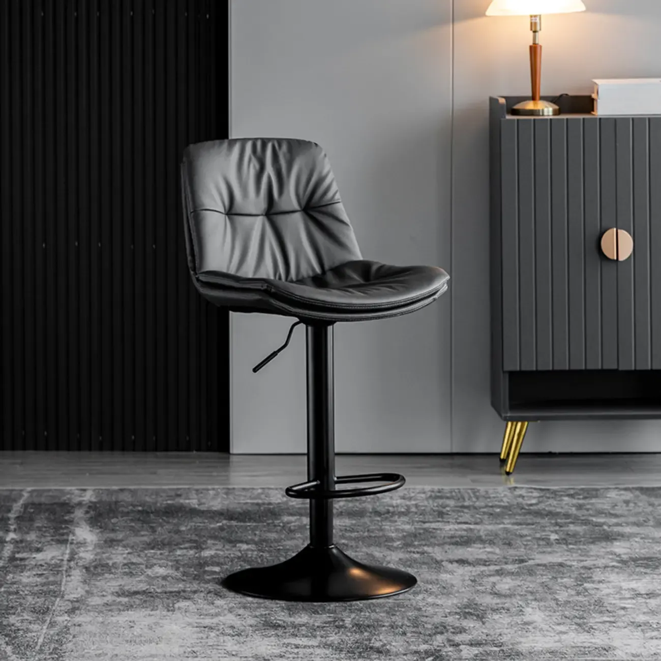 Soft Faux Leather Swivel Adjustable Bar Stools Image - 13