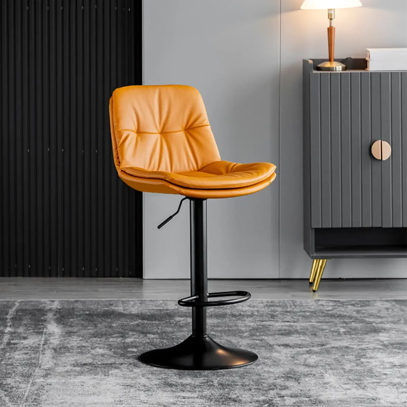Soft Faux Leather Swivel Adjustable Bar Stools Image - 11