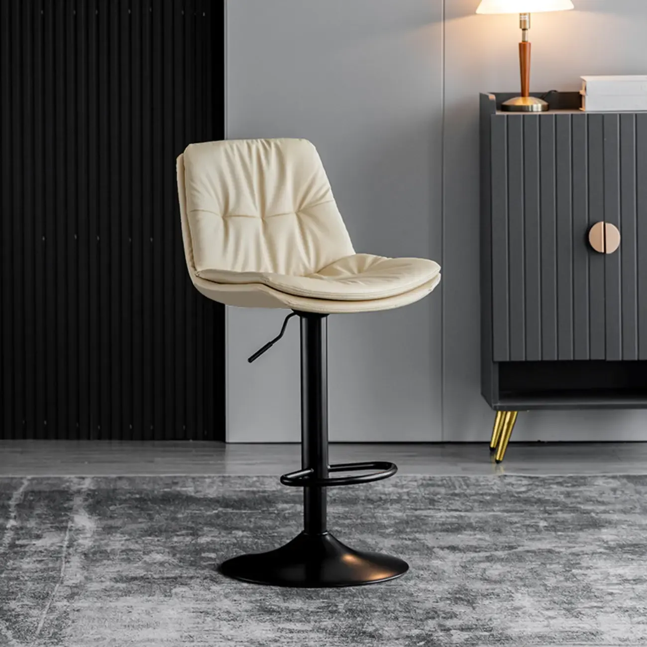 Soft Faux Leather Swivel Adjustable Bar Stools Image - 15