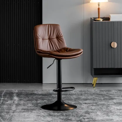 Soft Faux Leather Swivel Adjustable Bar Stools Image - 16