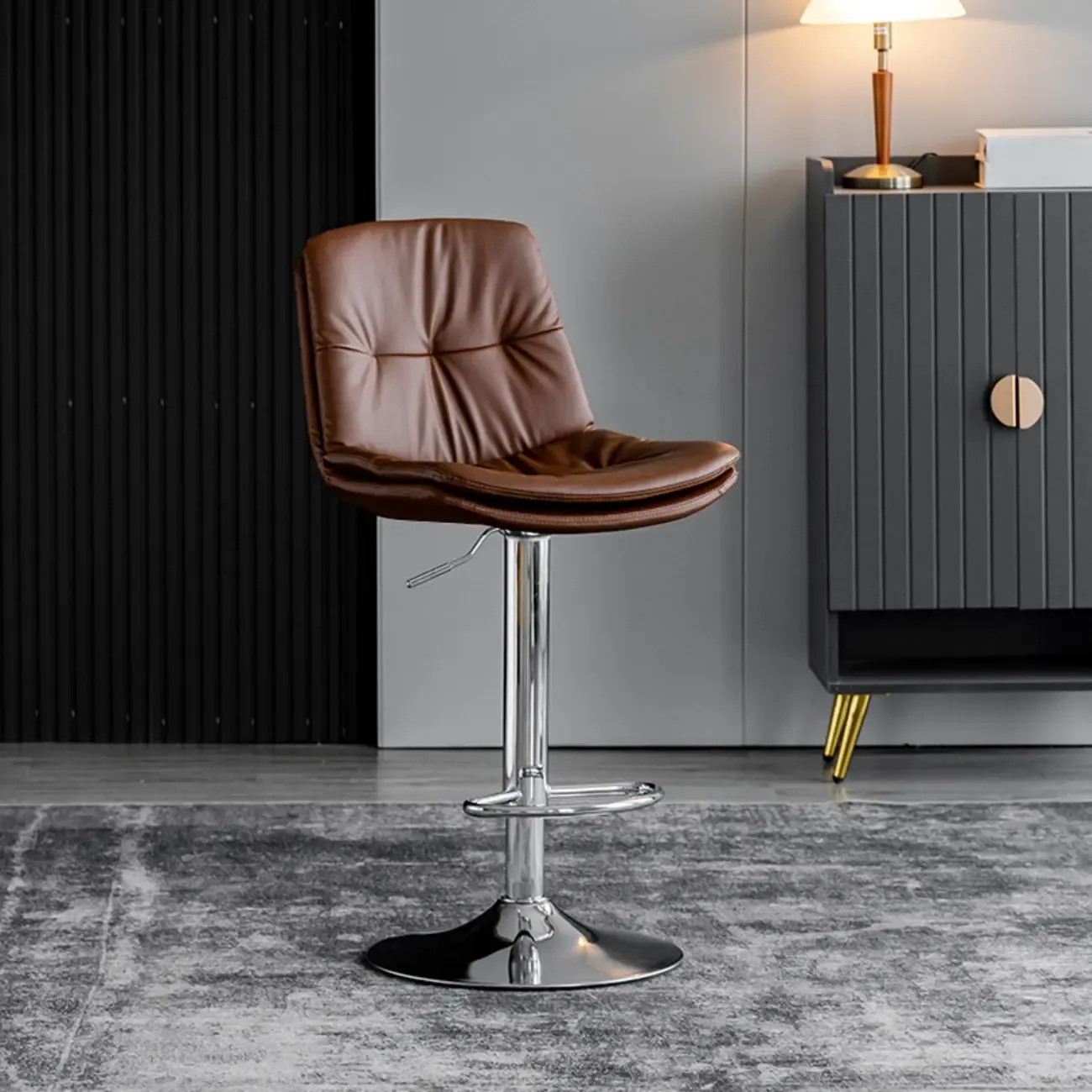 Soft Faux Leather Swivel Adjustable Bar Stools Image - 17